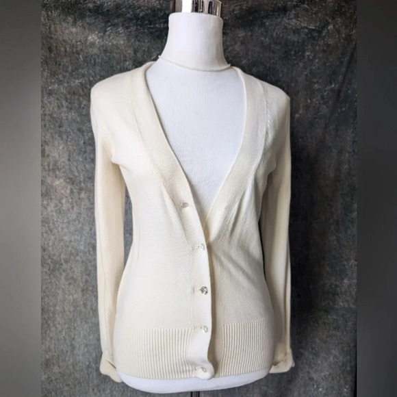 Vintage Banana Republic Ivory Angora Cardigan - Picture 2 of 7